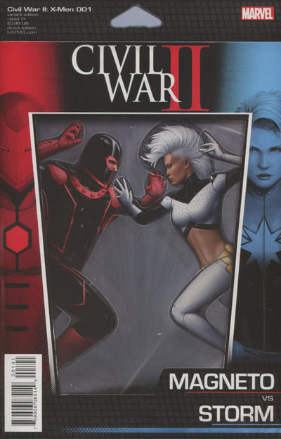 Cover for Civil War II: X-Men (Marvel, 2016 series) #1 [John Tyler Christopher Action Figure Two-Pack (Magneto vs Storm)]