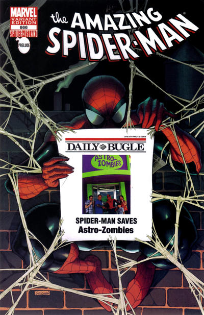 Cover for The Amazing Spider-Man (Marvel, 1999 series) #666 [Variant Edition - Astro-Zombies Bugle Exclusive]