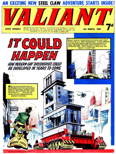 Cover for Valiant (IPC, 1964 series) #4 March 1967