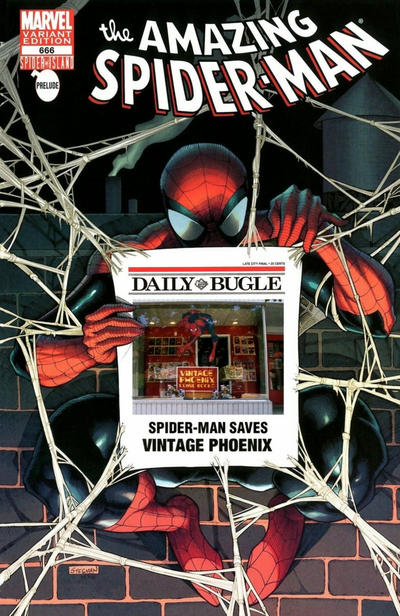 Cover for The Amazing Spider-Man (Marvel, 1999 series) #666 [Variant Edition - Vintage Phoenix Bugle Exclusive]