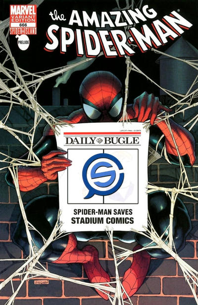Cover for The Amazing Spider-Man (Marvel, 1999 series) #666 [Variant Edition - Stadium Comics Bugle Exclusive]