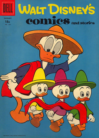 Cover for Walt Disney's Comics and Stories (Dell, 1940 series) #v18#4 (208) [15¢]
