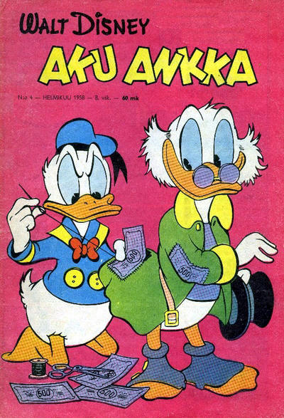 Cover for Aku Ankka (Sanoma, 1951 series) #4/1958