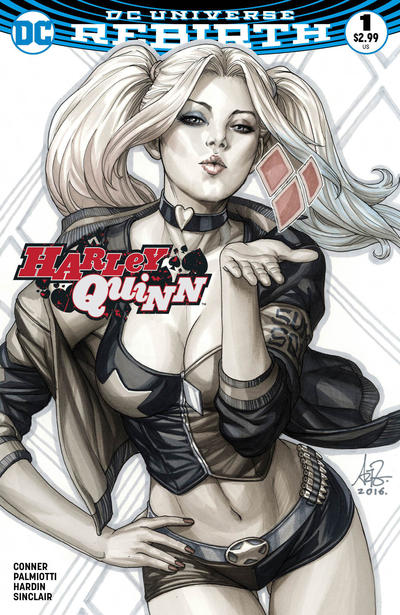 Cover for Harley Quinn (DC, 2016 series) #1 [Legacy Edition Artgerm Black and White Cover]