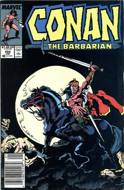 Cover for Conan the Barbarian (Marvel, 1970 series) #202 [Newsstand]