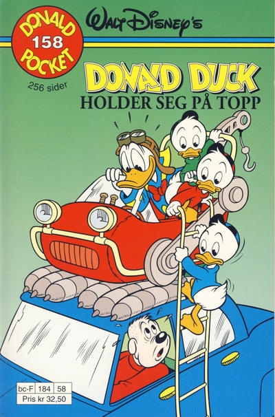 Cover for Donald Pocket (Hjemmet / Egmont, 1968 series) #158 - Donald Duck holder seg på topp [1. opplag]