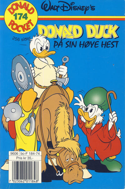 Cover for Donald Pocket (Hjemmet / Egmont, 1968 series) #174 - Donald Duck på sin høye hest [1. opplag]