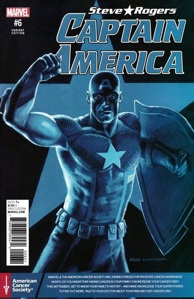 Cover for Captain America: Steve Rogers (Marvel, 2016 series) #6 [Prostate Cancer Awareness Month Greg Hildebrandt Variant]