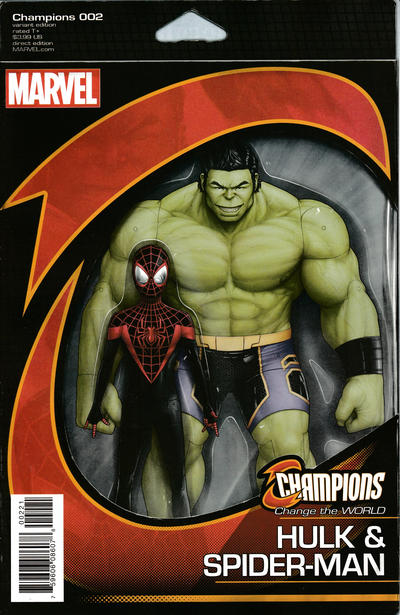 Cover for Champions (Marvel, 2016 series) #2 [John Tyler Christopher Action Figure Two-Pack (Hulk and Spider-Man)]
