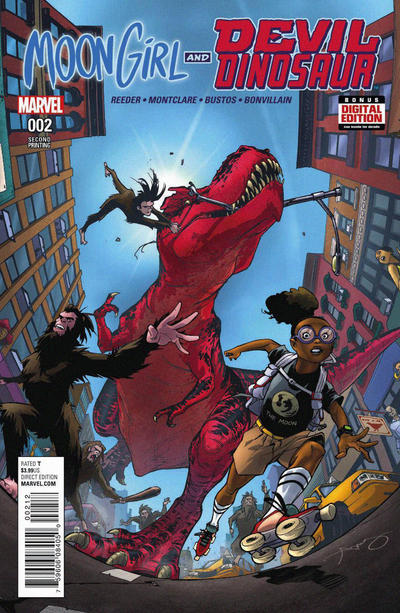 Cover for Moon Girl and Devil Dinosaur (Marvel, 2016 series) #2 [Second Printing Variant]