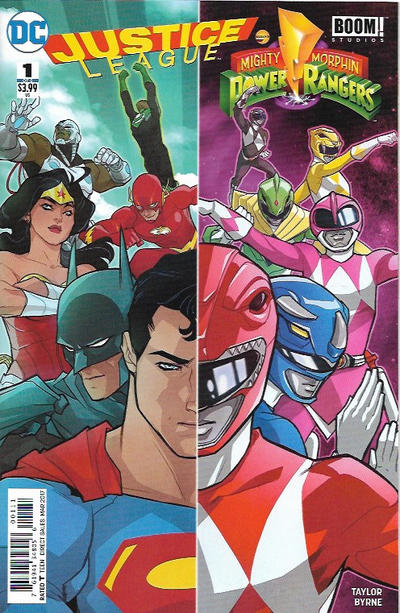 Cover for Justice League / Power Rangers (DC, 2017 series) #1 [Dustin Nguyen Cyborg and Blue Ranger Cover]