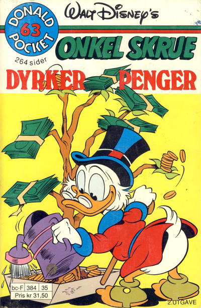 Cover for Donald Pocket (Hjemmet / Egmont, 1968 series) #63 - Onkel Skrue dyrker penger [2. utgave bc-F 384 35]