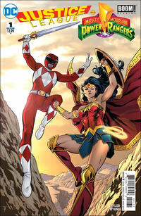 Cover Thumbnail for Justice League / Power Rangers (DC, 2017 series) #1 [Marcus To Wonder Woman and Red Ranger Cover]