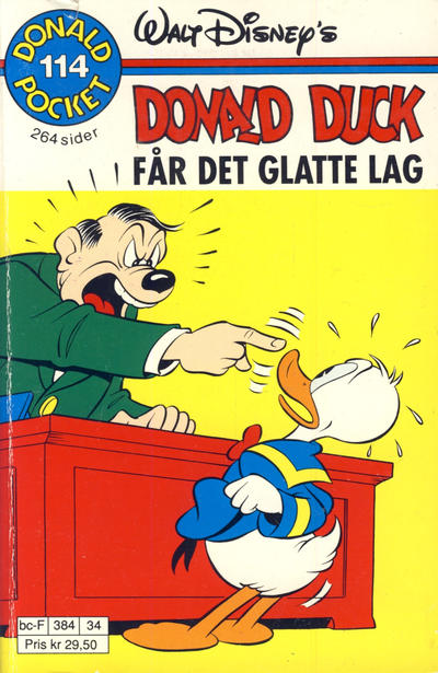 Cover for Donald Pocket (Hjemmet / Egmont, 1968 series) #114 - Donald Duck får det glatte lag [Reutsendelse bc 384 34]
