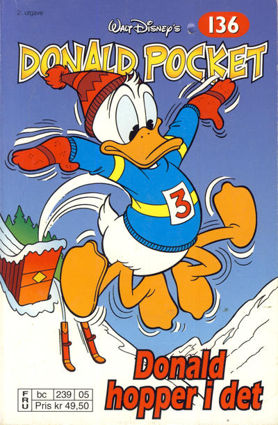 Cover for Donald Pocket (Hjemmet / Egmont, 1968 series) #136 - Donald hopper i det [2. utgave bc 239 05]