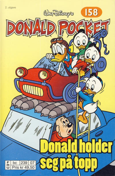Cover for Donald Pocket (Hjemmet / Egmont, 1968 series) #158 - Donald holder seg på topp [2. utgave bc 239 07]