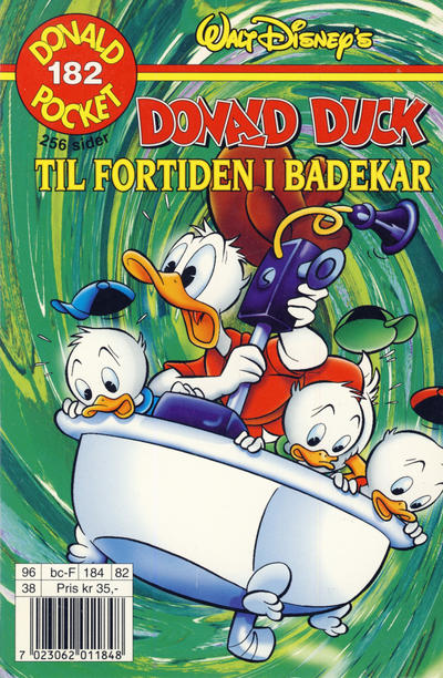 Cover for Donald Pocket (Hjemmet / Egmont, 1968 series) #182 - Donald Duck Til fortiden i badekar [1. opplag]