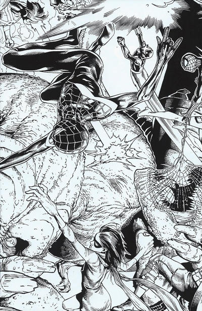 Cover for Champions (Marvel, 2016 series) #1 [2016 NYCC Exclusive Monsters Unleashed Teaser Arthur Adams Black and White Connecting Variant]