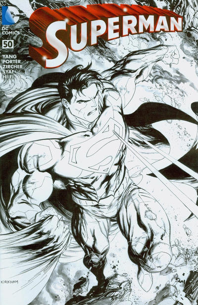 Cover for Superman (DC, 2011 series) #50 [Hastings Tyler Kirkham Black and White Connecting Cover]