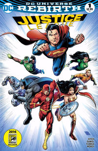 Cover for Justice League (DC, 2016 series) #1 [Golden Apple Comics Darick Robertson Cover]