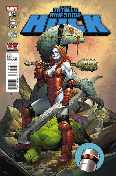 Cover for Totally Awesome Hulk (Marvel, 2016 series) #2 [Second Printing]