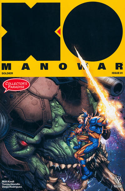 Cover for X-O Manowar (2017) (Valiant Entertainment, 2017 series) #1 [Collector's Paradise - Color Variant - Nick Bradshaw]