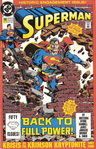 Cover for Superman (DC, 1987 series) #50 [2nd Printing]