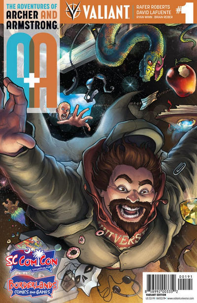Cover for A&A: The Adventures of Archer & Armstrong (Valiant Entertainment, 2016 series) #1 [Space City Comic Con and Borderland Comics and Games Exclusive]