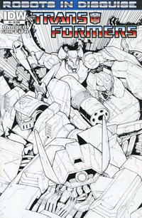 Cover Thumbnail for The Transformers: Robots in Disguise (IDW, 2012 series) #2 [Cover RI -  Incentive Andrew Griffith Black and White Variant]