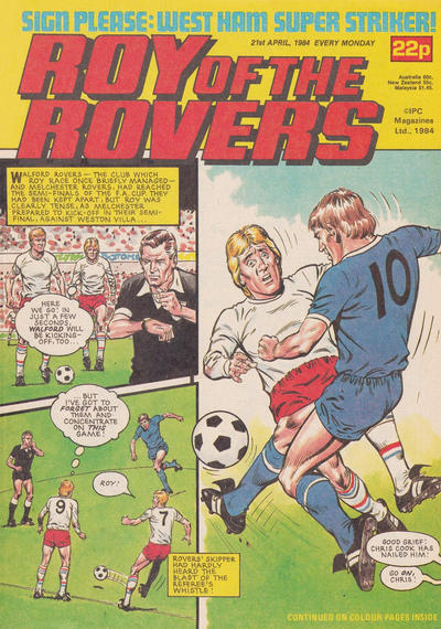 Cover for Roy of the Rovers (IPC, 1976 series) #21 April 1984 [388]