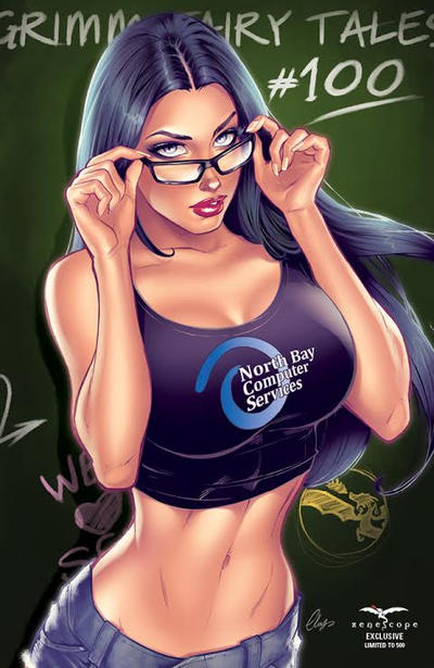 Cover for Grimm Fairy Tales (Zenescope Entertainment, 2005 series) #100 [North Bay Computer Services Exclusive Variant by Elias Chatzoudis]
