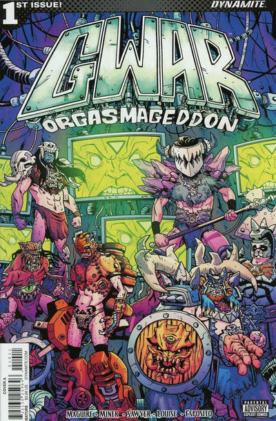 Cover for GWAR: Orgasmageddon (Dynamite Entertainment, 2017 series) #1 [Cover A - Jonathan Sawyer]