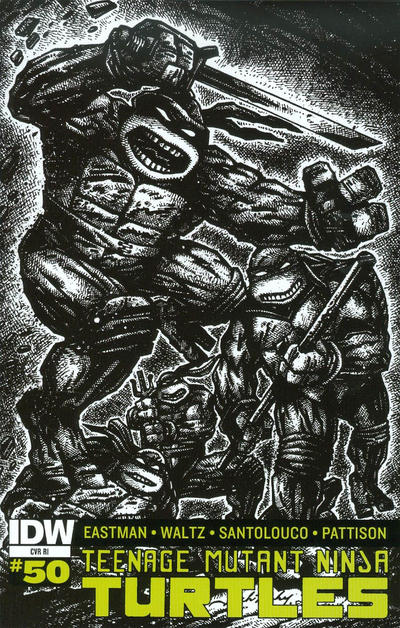 Cover for Teenage Mutant Ninja Turtles (IDW, 2011 series) #50 [Cover RI - Jack Kirby Black and White]