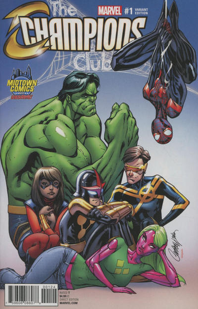 Cover for Champions (Marvel, 2016 series) #1 [Midtown Comics Exclusive J. Scott Campbell Color Variant]