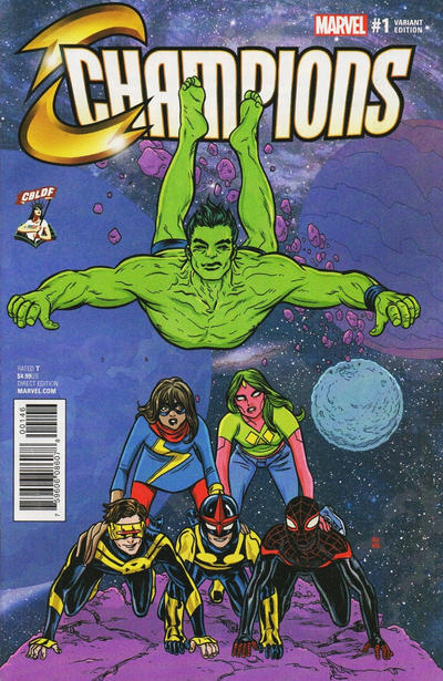 Cover for Champions (Marvel, 2016 series) #1 [CBLDF Exclusive Mike Allred Variant]