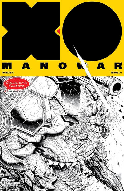 Cover for X-O Manowar (2017) (Valiant Entertainment, 2017 series) #1 [Collector's Paradise - Black and White - Nick Bradshaw]