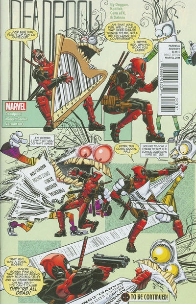 Cover for Deadpool (Marvel, 2016 series) #3 [Scott Koblish Secret Comic Cover Variant]