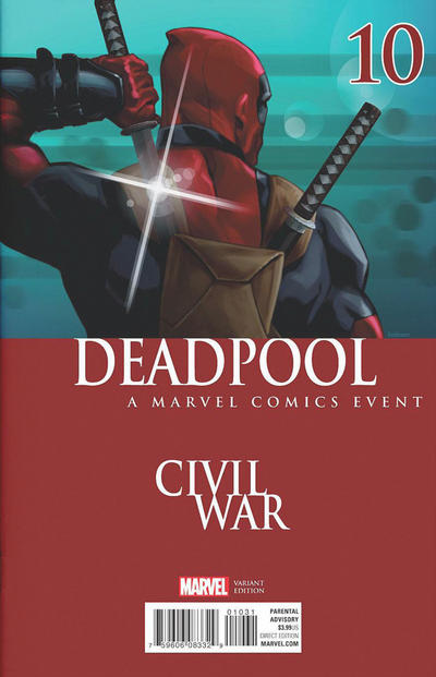 Cover for Deadpool (Marvel, 2016 series) #10 [Incentive Kalman Andrasofszky Civil War Variant]