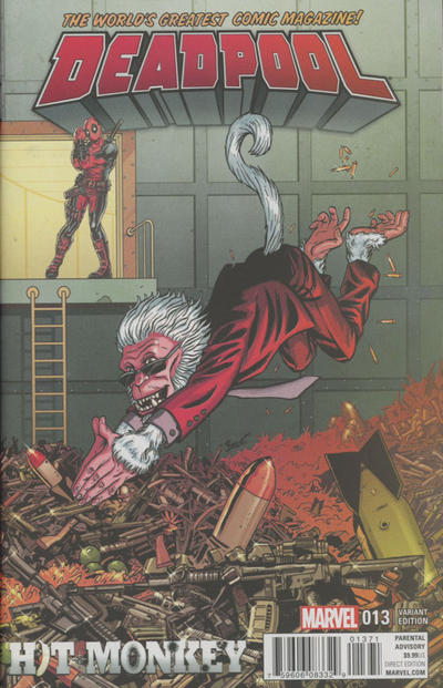 Cover for Deadpool (Marvel, 2016 series) #13 [Hit Monkey Variant - Brent Schoonover]