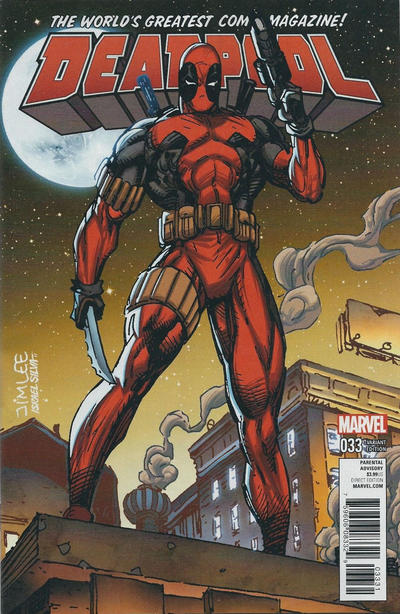 Cover for Deadpool (Marvel, 2016 series) #33 [Incentive Jim Lee 'X-Men Trading Card' Variant (Deadpool)]