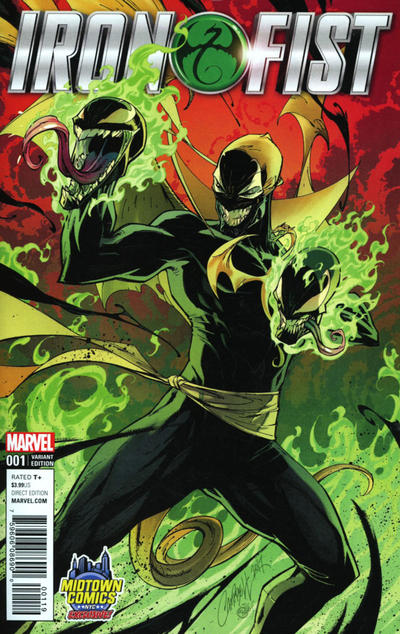 Cover for Iron Fist (Marvel, 2017 series) #1 [Midtown Comics Exclusive - J. Scott Campbell 'Venomized']