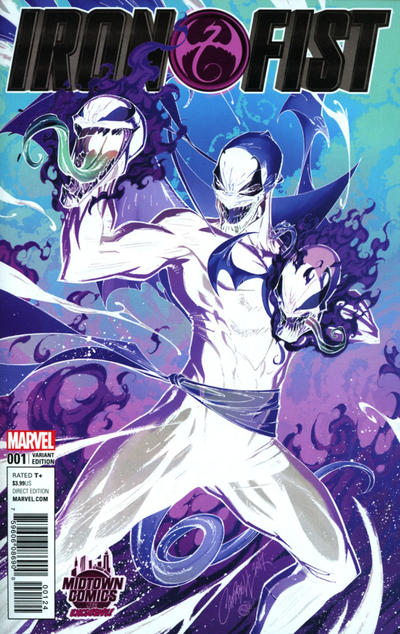 Cover for Iron Fist (Marvel, 2017 series) #1 [Midtown Comics Exclusive - J. Scott Campbell 'Anti-Venomized' Negative]
