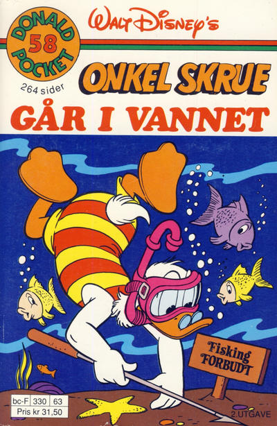 Cover for Donald Pocket (Hjemmet / Egmont, 1968 series) #58 - Onkel Skrue går i vannet [2. utgave bc-F 330 63]