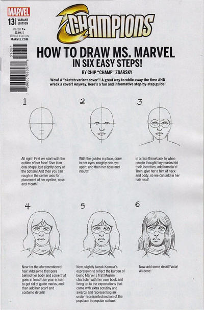 Cover for Champions (Marvel, 2016 series) #13 [Chip Zdarsky How-to-Draw Cover]