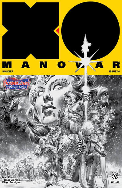 Cover for X-O Manowar (2017) (Valiant Entertainment, 2017 series) #1 [Borderlands Comics and Games - Lewis Larosa]