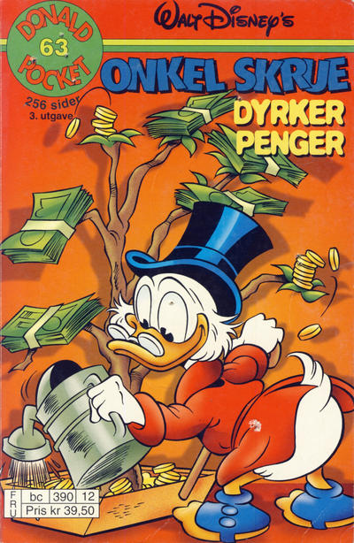 Cover for Donald Pocket (Hjemmet / Egmont, 1968 series) #63 - Onkel Skrue dyrker penger [3. utgave bc 390 12]