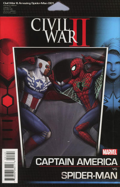 Cover for Civil War II: Amazing Spider-Man (Marvel, 2016 series) #1 [Variant Edition - Action Figures 'Spider-Man vs Captain America' - John Tyler Christopher Cover]
