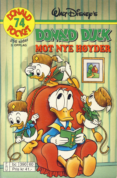 Cover for Donald Pocket (Hjemmet / Egmont, 1968 series) #74 - Donald Duck mot nye høyder [3. opplag bc 390 60]