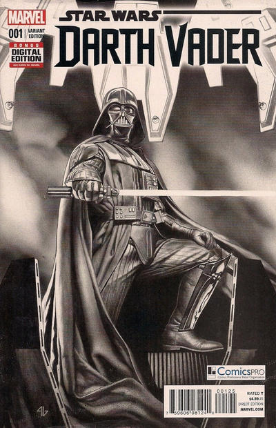 Cover for Darth Vader (Marvel, 2015 series) #1 [ComicsPro Exclusive Adi Granov Black and White Variant]