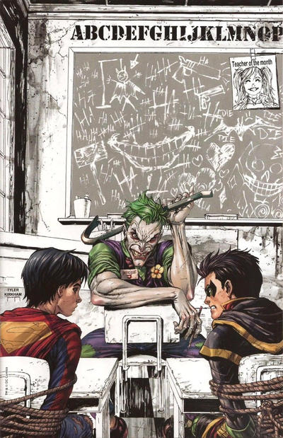 Cover for Super Sons (DC, 2017 series) #1 [Unknown Comics Tyler Kirkham "Joker" Virgin Art Cover]